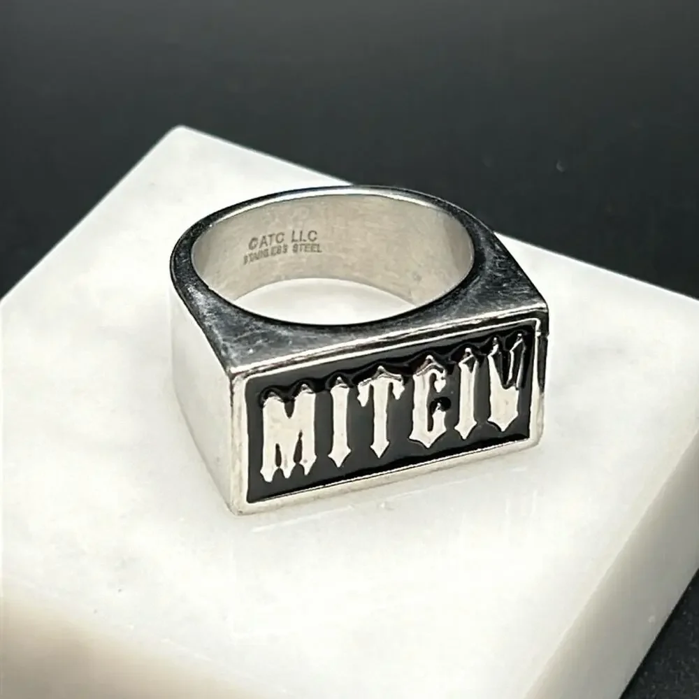 MITCIV biker ring ATC LLC stainless steel #846 Victim spelled backwards Sz 10